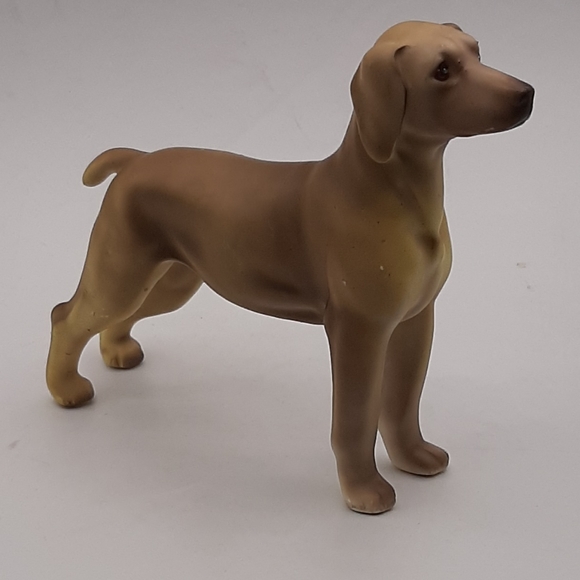 Vintage Matte Sandy Brown Lab Dog Stoic Figure Japan Porcelain - Picture 1 of 9